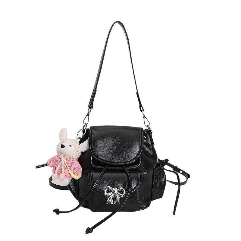 Women's Soft PU Solid Color 2026 New Fashion Versatile Bow Backpack Multifunctional Single Shoulder Crossbody Bag_voghion.com