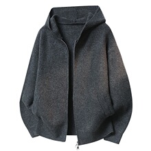 高质量正码针织开衫拉链男女带帽保暖休闲年轻高克重加厚毛衣外套