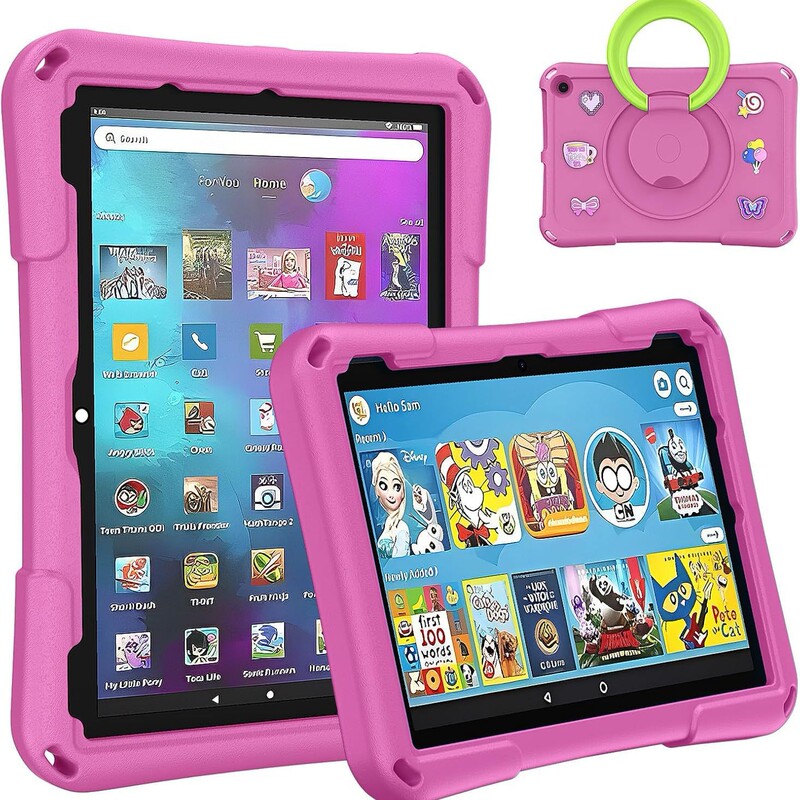 For fire hd 10 2021 2023 protective case tablet computer universal rotating cartoon all-inclusive handheld case
