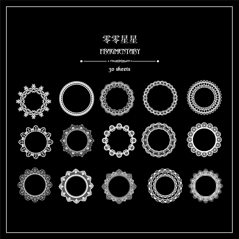 Yuezhen Sun Moon Star mano cuenta pegatinas vintage encaje niños mano cuenta pegatinas PET Goo tarjeta material traje al por mayor