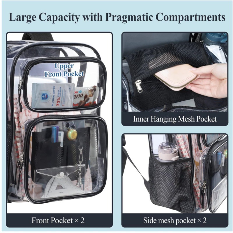 In-stock Amazon New Large Backpack, Heavy-duty PVC Transparent Backpack Suitable For College And Work_voghion.com