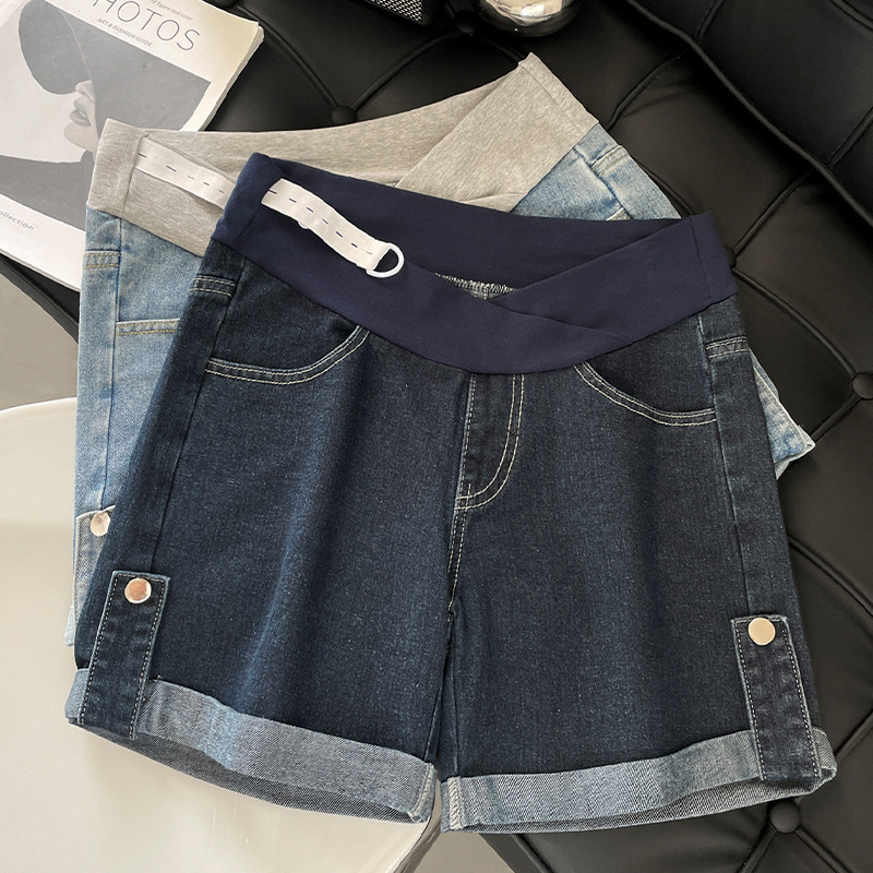 Pregnant Women's Shorts Women's Summer Outer Wear Thin Denim Wide-leg Pants Summer Casual Jeans Fashionable All-match Low-waist Pants