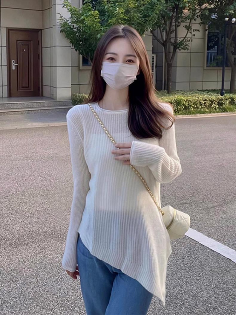 This year's popular trend is beautiful thin sweaters, gentle soft sticky knitted base shirts, long sleeved tops for_voghion.com