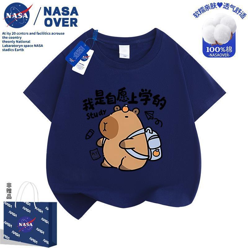 NASA 子供男の子女の子 2025 夏新作 Capibala 半袖 Tシャツ 純綿半袖ファッショントップス|undefined