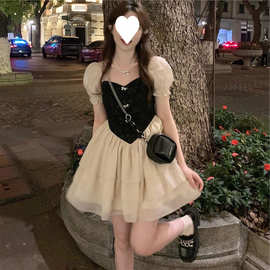 【原版做法】法式泡泡袖连衣裙子女夏季2025新款小个子短裙