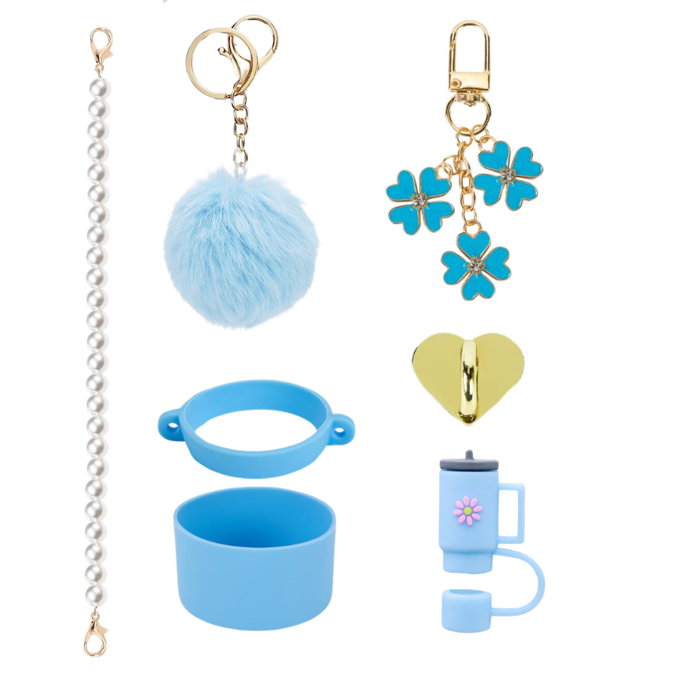 Amazon taza de calor cuentas brazalete llavero botella de agua colgante margarita gorra de paja flor colgante taza cubierta
