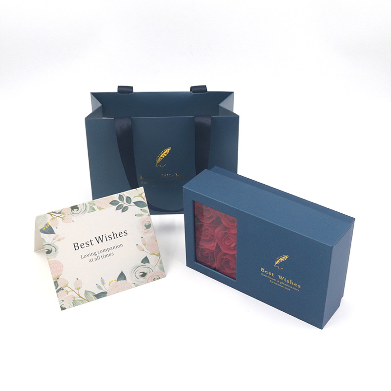 촉감 블루; 주얼리 케이스 + 쇼핑백 + 카드