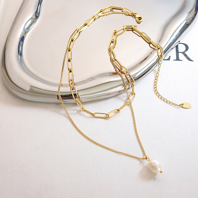 Layered Necklaces Classification Titanium Steel Chain Material Wholesale Jewelry Simple Style Classic Style Solid Color Titanium Steel Plating Stainless Steel Necklaces