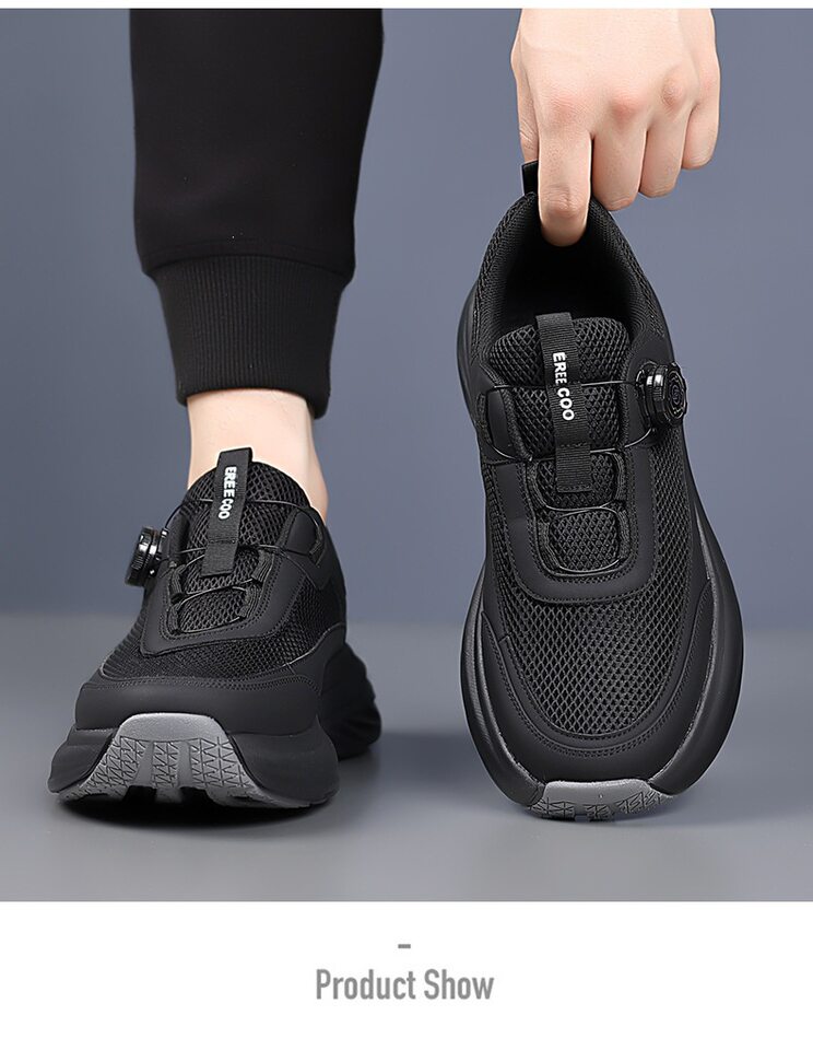Giày thể thao nam sneaker đế dày thoáng khí mặt lưới mũi tròn — Màu trắng, màu đen chi tiết 25
