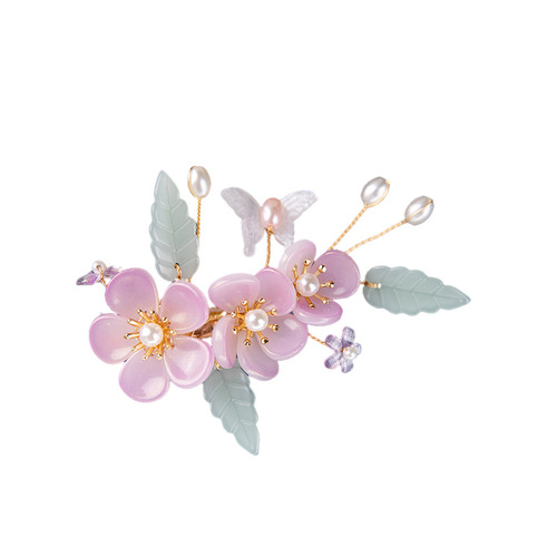 Retro hanfu headdress flower hairpin antique feeling super fairy hair everyday edge clip with not female