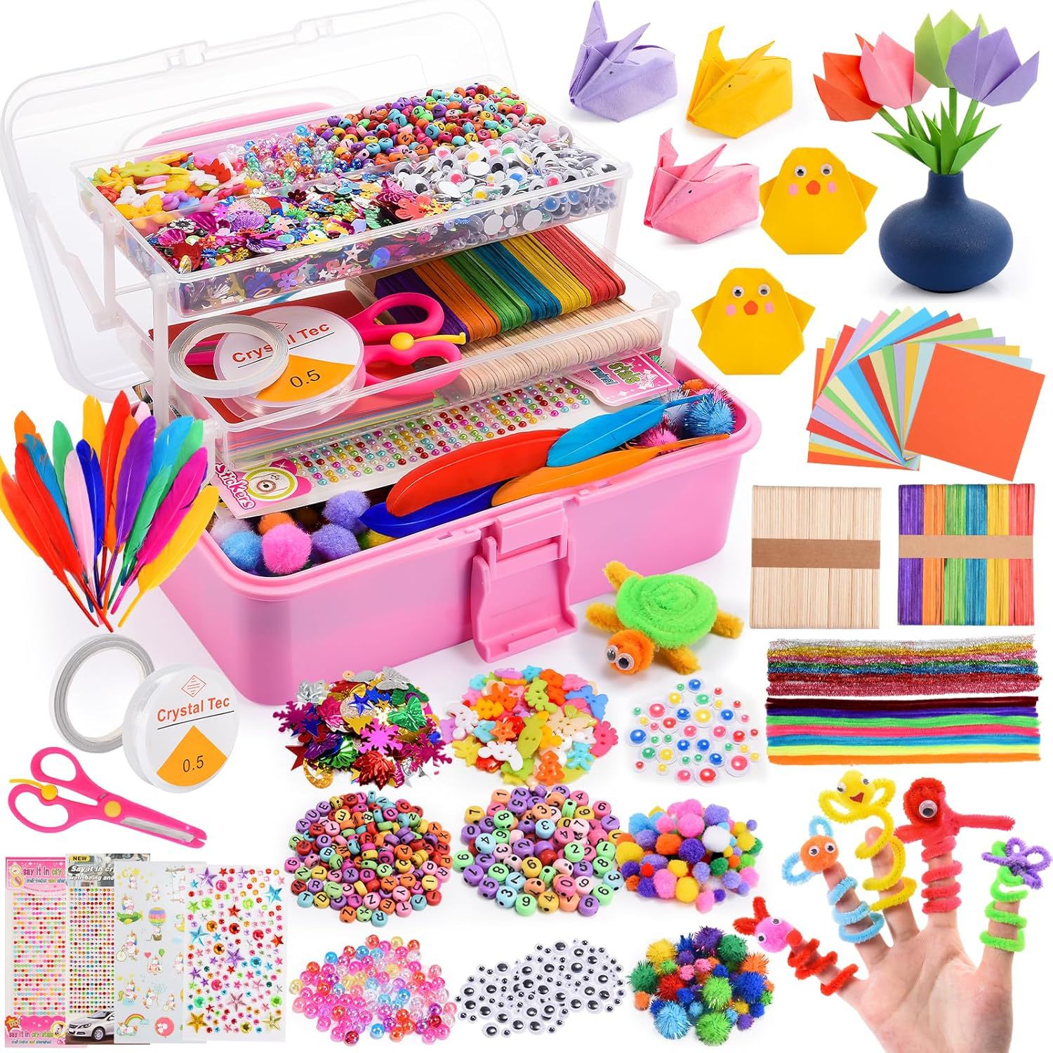 Cross-Border Hot-Selling DIY Educational Toy Suitcase Set Twist Stick Glitter Hair Ball Early Education Set