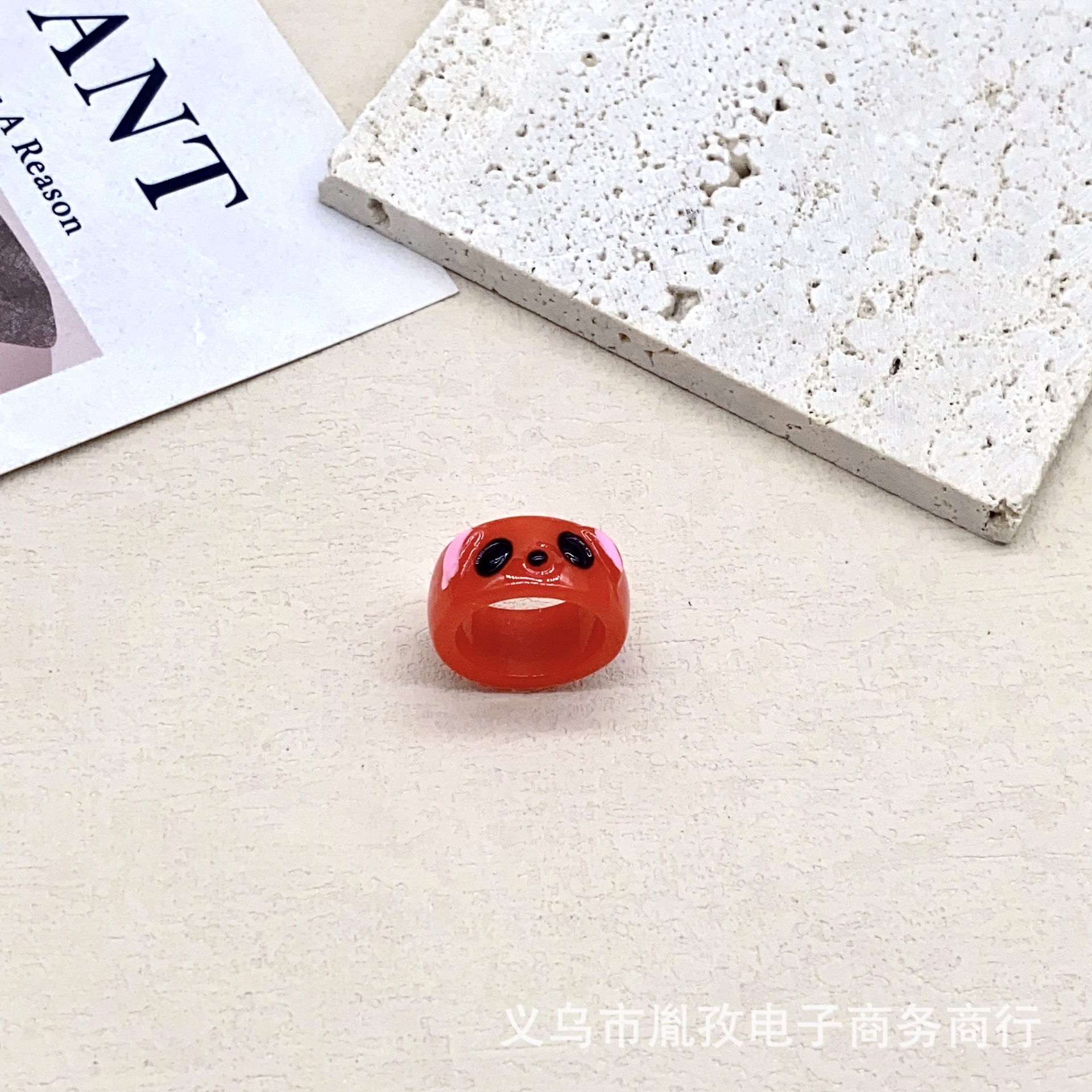 Transfronterizo nuevo personalizado colorido Panda de dibujos animados divertido anillo de resina pintado a mano INS estilo lindo anillo