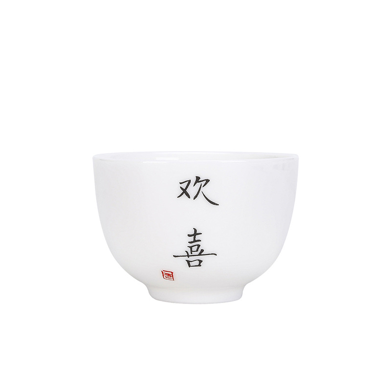 Taza de té de kung fu de porcelana blanca Chaoshan pequeña taza de té de cerámica pequeña taza de té maestro de té exquisita taza única de alta calidad