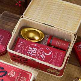2025新年手提竹篮中国风伴手礼糖果年货礼品盒蛇年礼盒包装盒空盒