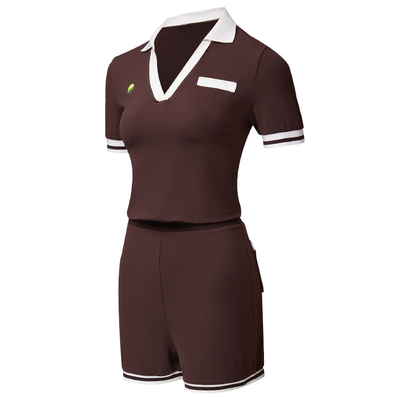 Vestido de verano de una pieza para mujer, estilo polo deportivo, adelgazante, para tenis, informal, ajustado, con cuello en V, estilo japonés y coreano, pantalones cortos, vestido personalizado para yoga.