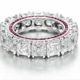 wish热卖 跨境时尚个性切割水晶戒指排钻复古宝石女士戒指指环