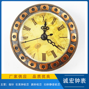 Clock inlaid clock antique frame clock gall 93MM jump second sweep movement photo frame resin crafts clock accessories
