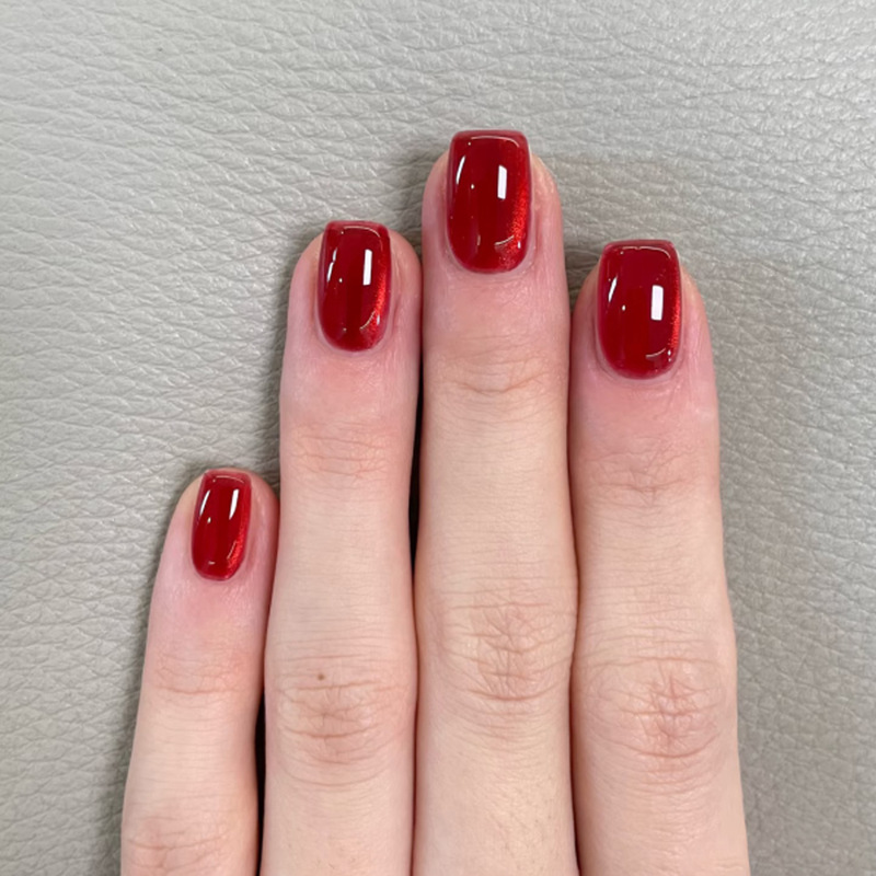 30 Pieces of Burgundy Pure Color Sparkling Cat Eye Wearable Manicure Nails Cross-Border Hot Selling Short Square Nails Fake Nails 30 Pieces of Burgundy Pure Color Sparkling Cat Eye Wearable Manicure Nails Cross-Border Hot Selling Short Square Nails Fake Nails