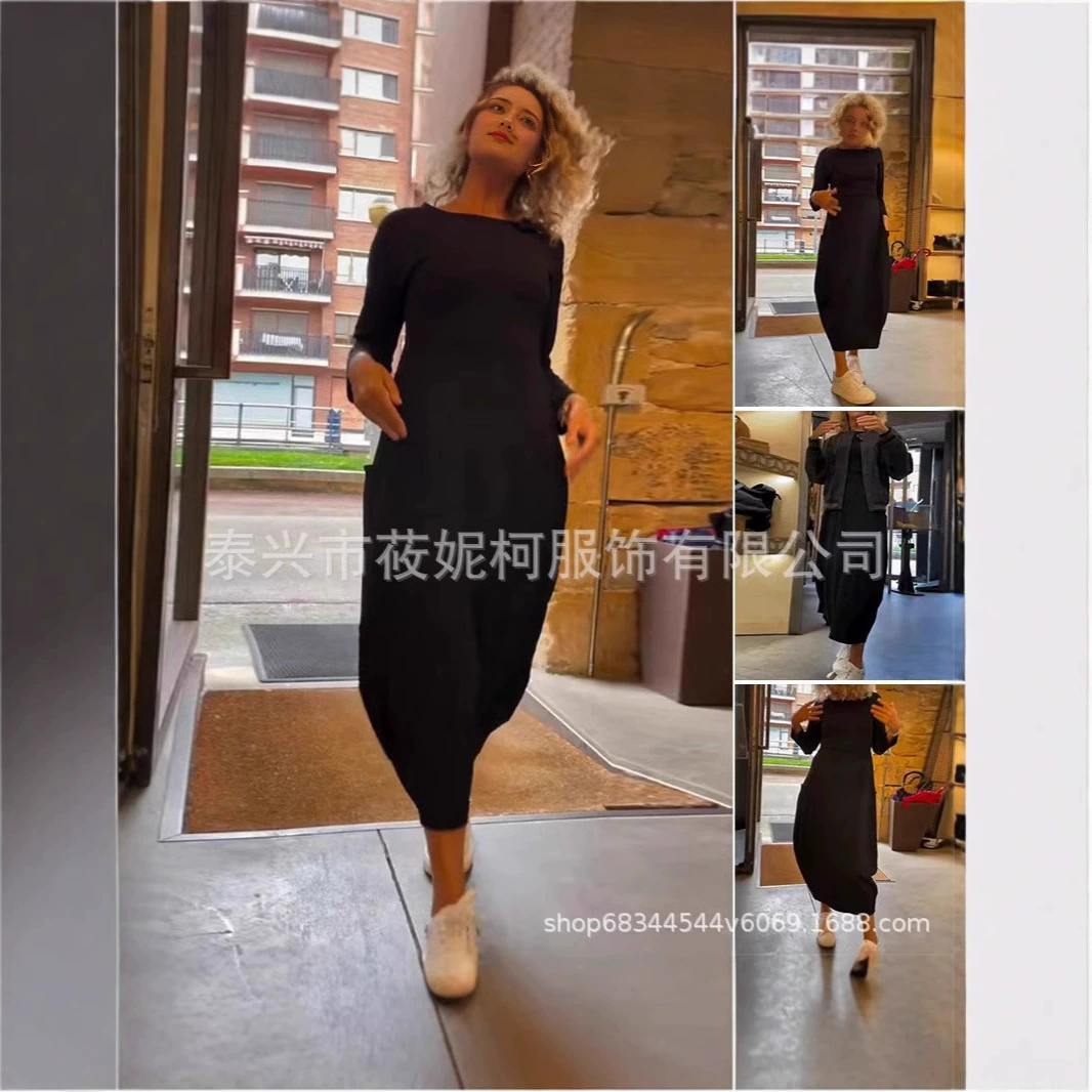 Amazon новая европейская и американская длинная юбка сплошной цвет трикотажное платье для женской одежды оптом