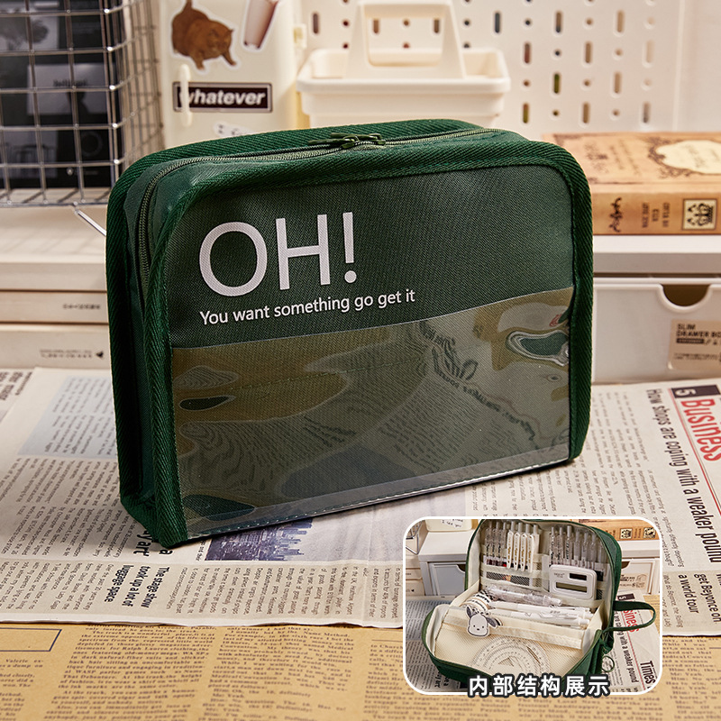 Estuche para lápices de lona de gran capacidad ins caja de papelería japonesa para niñas bolsa de papelería de alto valor bolsa de dolor multicapa caja de lápices