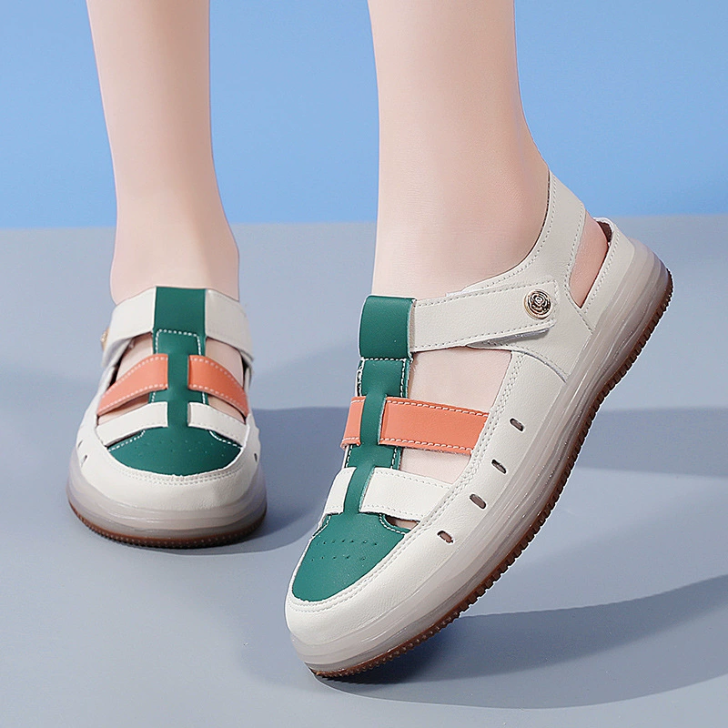 Леди из натуральной кожи мама полые сандалии летние новые туфли