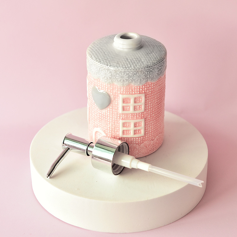 Creativo americano Rosa cerámica mano desinfectante botella baño artículos de tocador ins estilo decorativo decoración botella de prensa