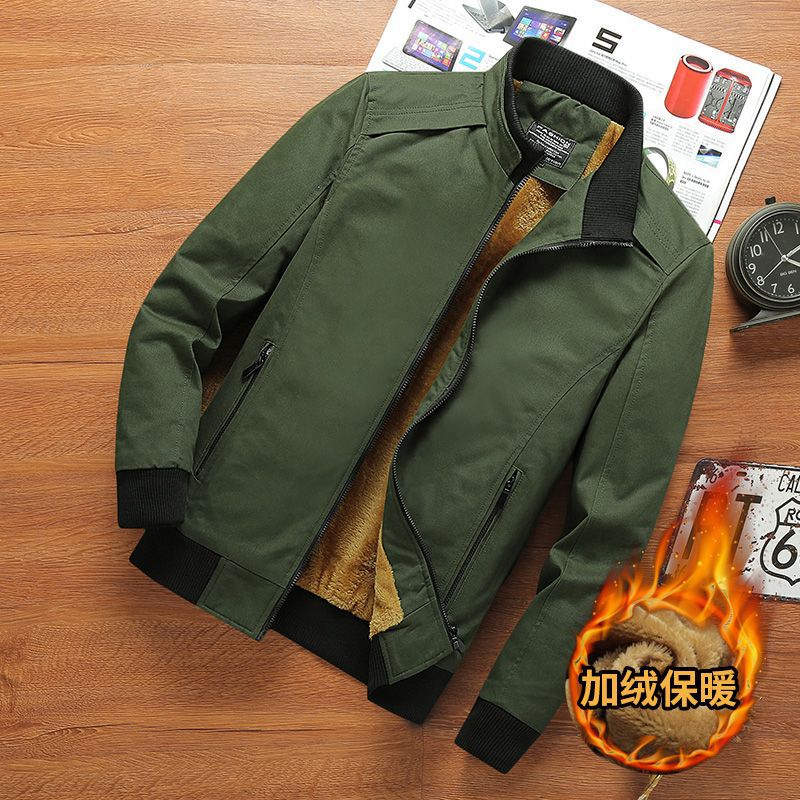 男士外套秋冬季新款加绒加厚休闲夹克男工装潮牌男装牛仔棉质上衣