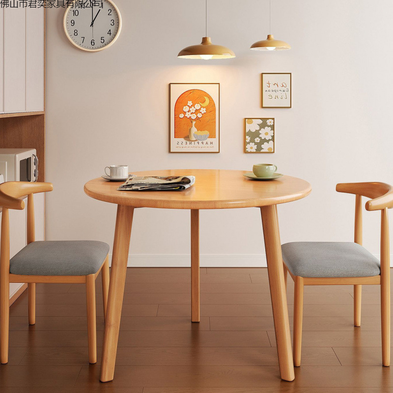 Mesa redonda de madera sólida, mesas y sillas domésticas, mesas de mesa de recepción, mesas de comedor redondas modernas y simples.