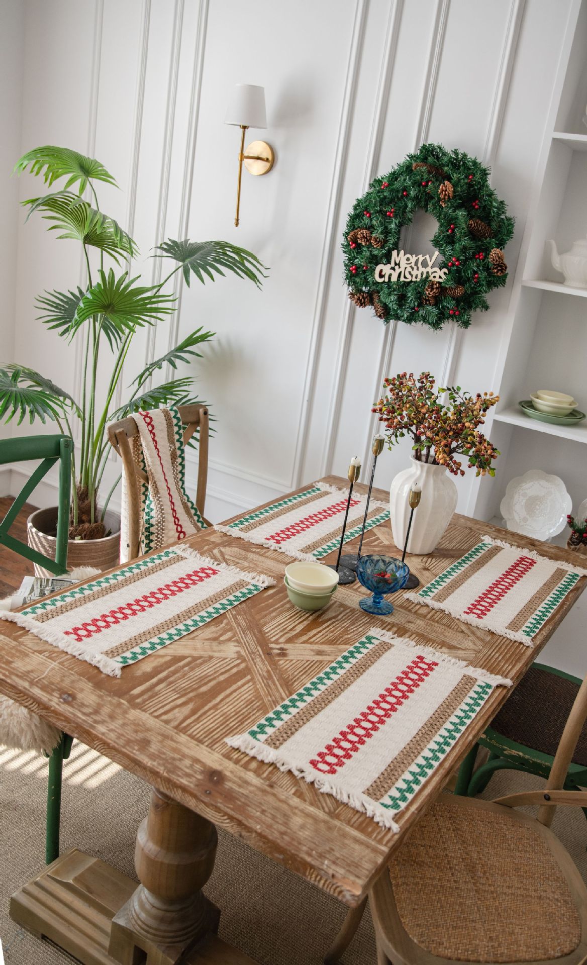 圣诞麻绳餐垫桌旗