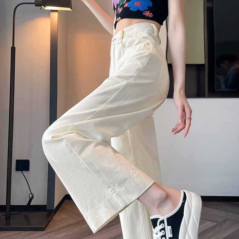 Off-White Cropped Jeans for Women, Autumn/Winter 2025 New Wide-Leg Slimming Loose Petite Straight Pants Off-White Cropped Jeans for Women, Autumn/Winter 2025 New Wide-Leg Slimming Loose Petite Straight Pants