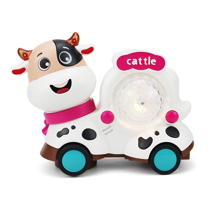 Tiktok caminando dibujos animados ganado y ovejas música ligera fresca Universal Internet celebridad coche de juguete eléctrico para niños mercado nocturno transfronterizo