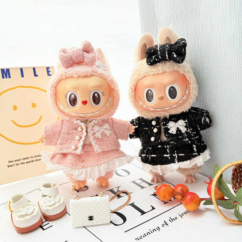 Only clothes] 17cm Labubo Wa clothes LABUBU blind box sit party one, two and three generations of small fragrant style skirt