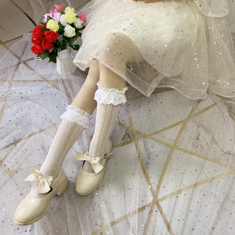Calcetines de encaje Lolita calcetines de estudiante calcetines de encaje calcetines de media pantorrilla calcetines de pila Lolita mujer fábrica al por mayor