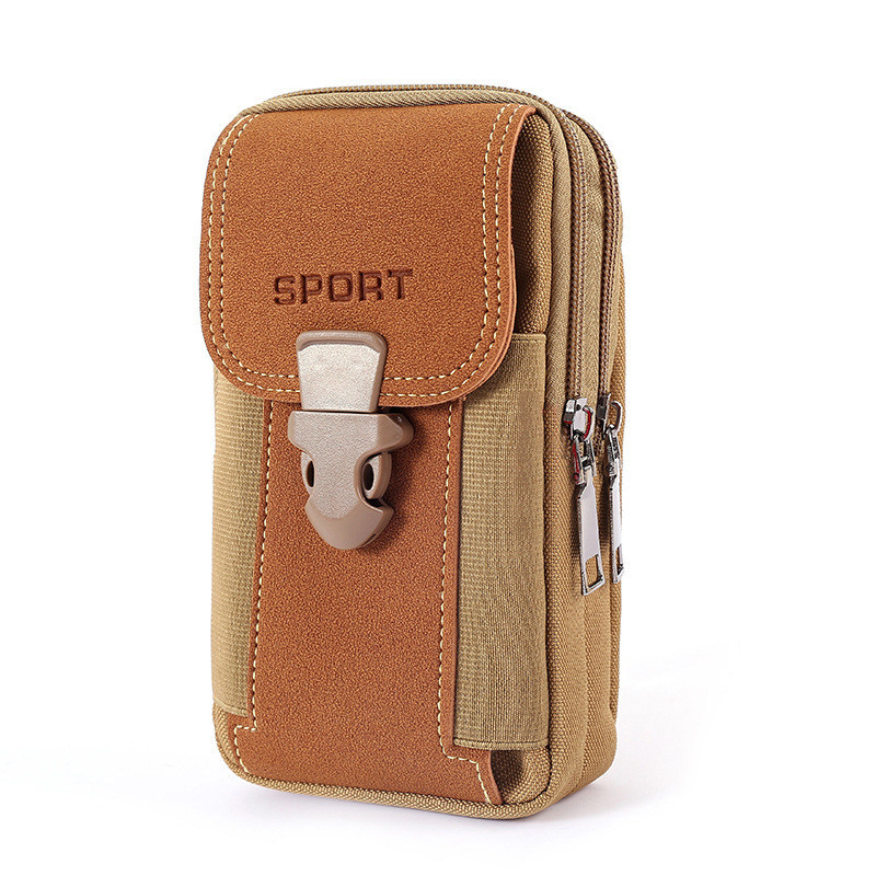 New 6.8inch Men's Waist Bag, Portable Mobile Phone Bag for Construction Sites, Can Be Worn with a Belt, Multifunctional Vertical Canvas Bag