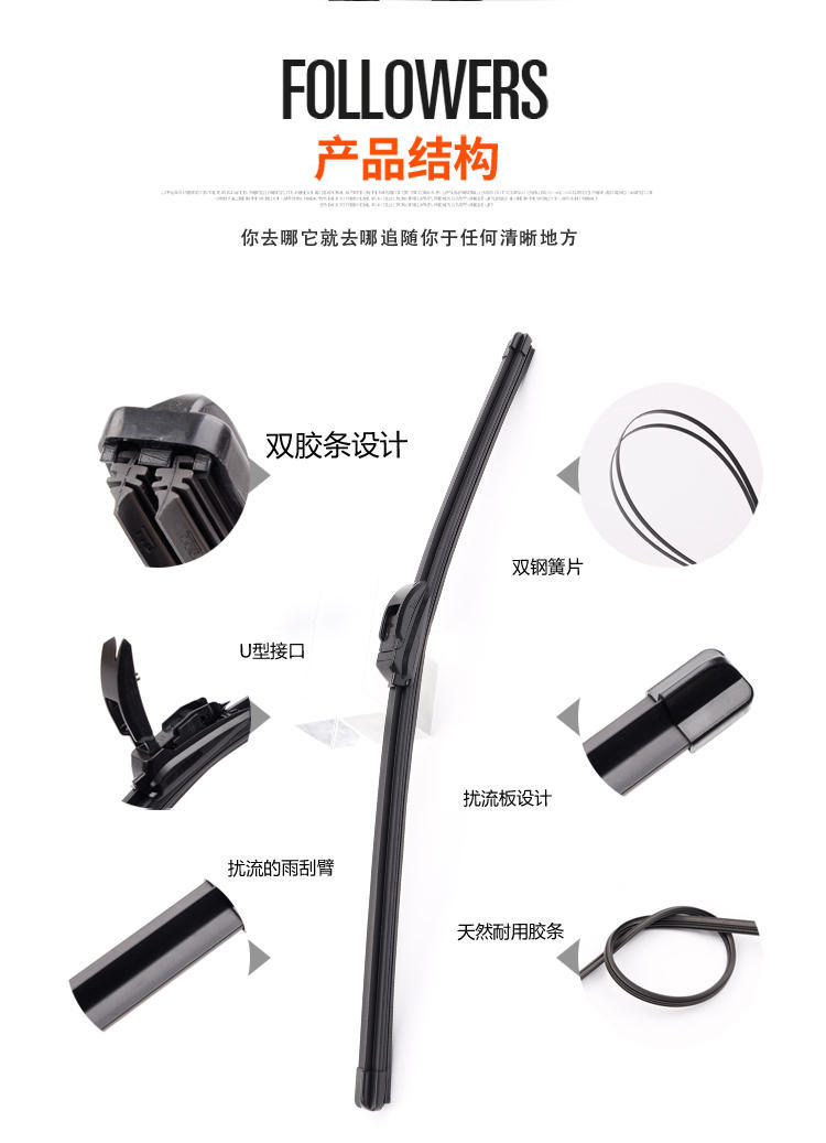 Double-layer rubber strip wiper special Chery Kaiyi C3 original 2015X3C3R X5 accessories E3 Kaiyi V3 wiper