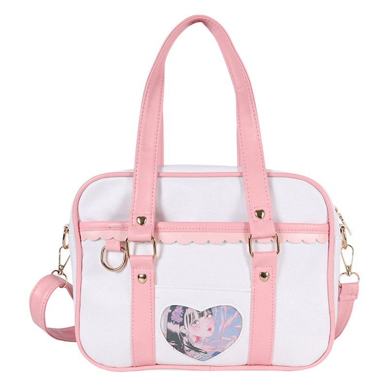 Japonés anime periférico lindo suave chica JK uniforme portátil mensajero bolsa divertida personalidad transparente tarjeta estudiante bolsa