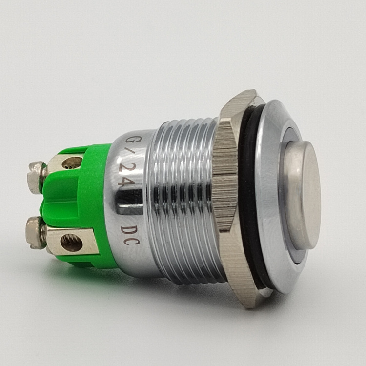 金属按钮开关19mm 螺丝脚高头环形 复位自锁  防水按钮按键开关