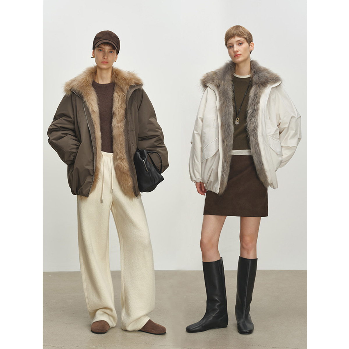 MSBEAST锁温貉子毛领+90白鸭绒花苞廓形羽绒皮草派克服丨雪地旅人