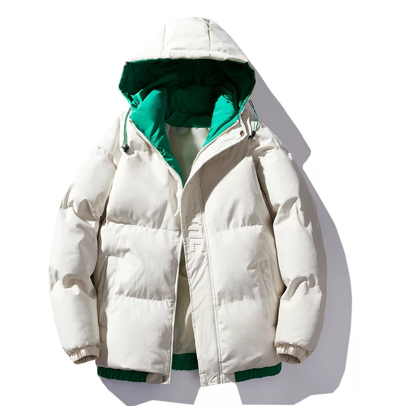 Keep warm down jacket with hood for leisure, Korean style, increased thickness