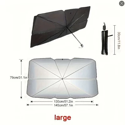 Front Windshield Sunshade, Universal | Sun shade - titanium-silver-xl-parasol