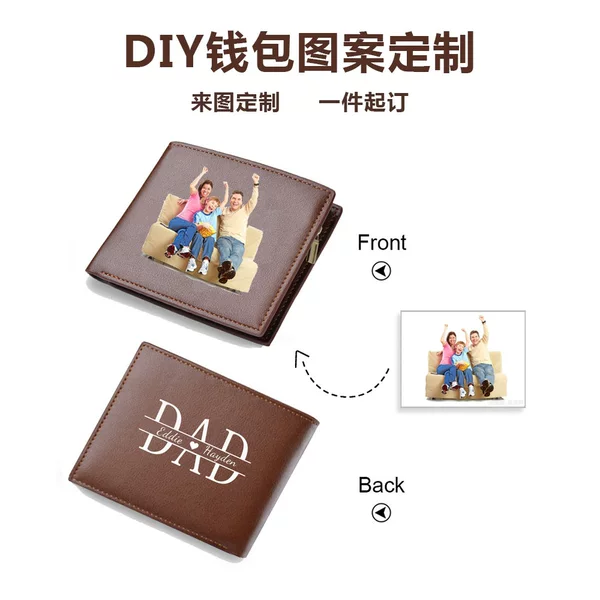 Cross Border Men's Wallet Customized Personalized Photo Color Printing Father's Day Gift Coin Purse with Zipper Card Sbit Wallet