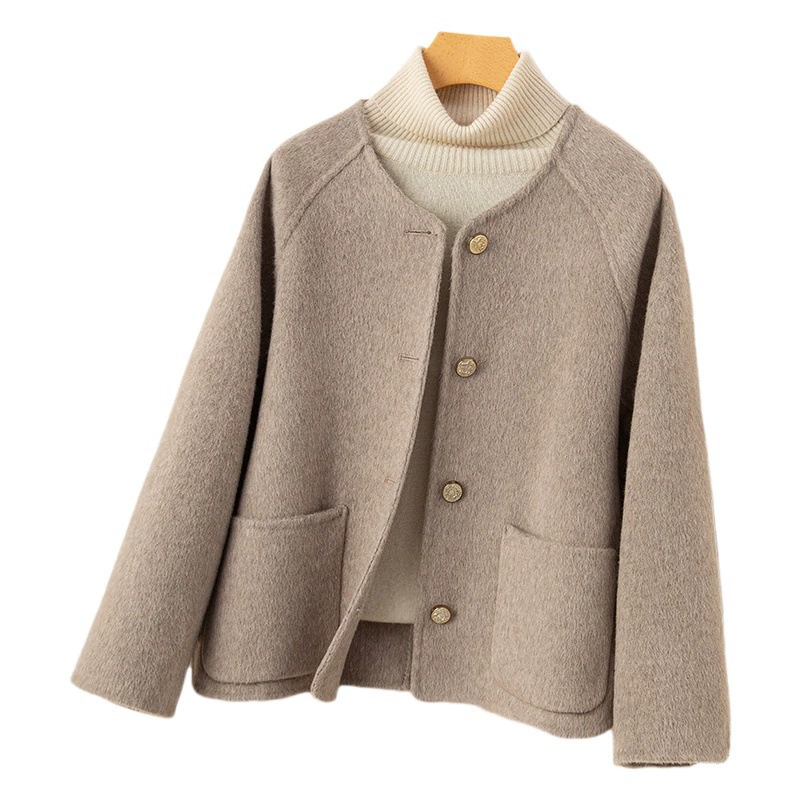 Осенне-зимнее Новое двустороннее кашемировое пальто, женское короткое свободное высококачественное маленькое шерстяное пальто в Корейском стиле в стиле Шанель, Осень-зима
