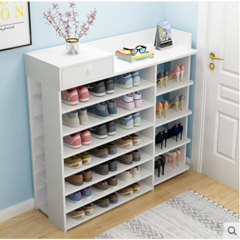 Zapatero multicapa, puerta simple, zapatero económico, interior del hogar, hermoso, imitación de madera maciza, estante trasero para zapatos, almacenamiento