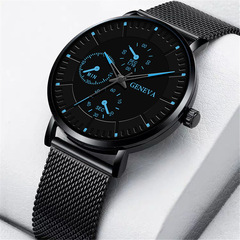 Mens Fashion New Watch with Mesh Strap, Simple Dial, Three-Hand Design, Quartz Wristwatch for Students
