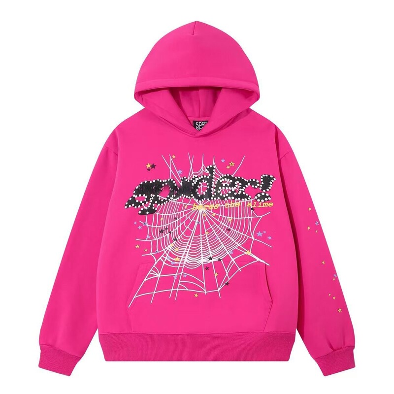 Cross-Border Plus-Size American-Style Sp5 Spider Web 555 Spider Web Foam Print Unisex Casual Fleece-Lined Hooded Sweatshirt