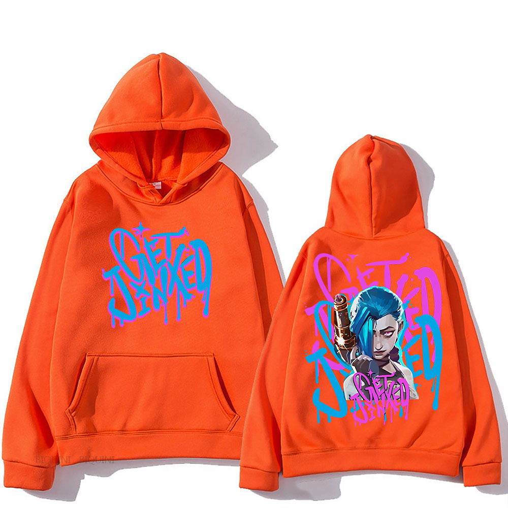 Arcane Jinx Cute Hooded Anime Print Harajuku Kawaii Sweatshi