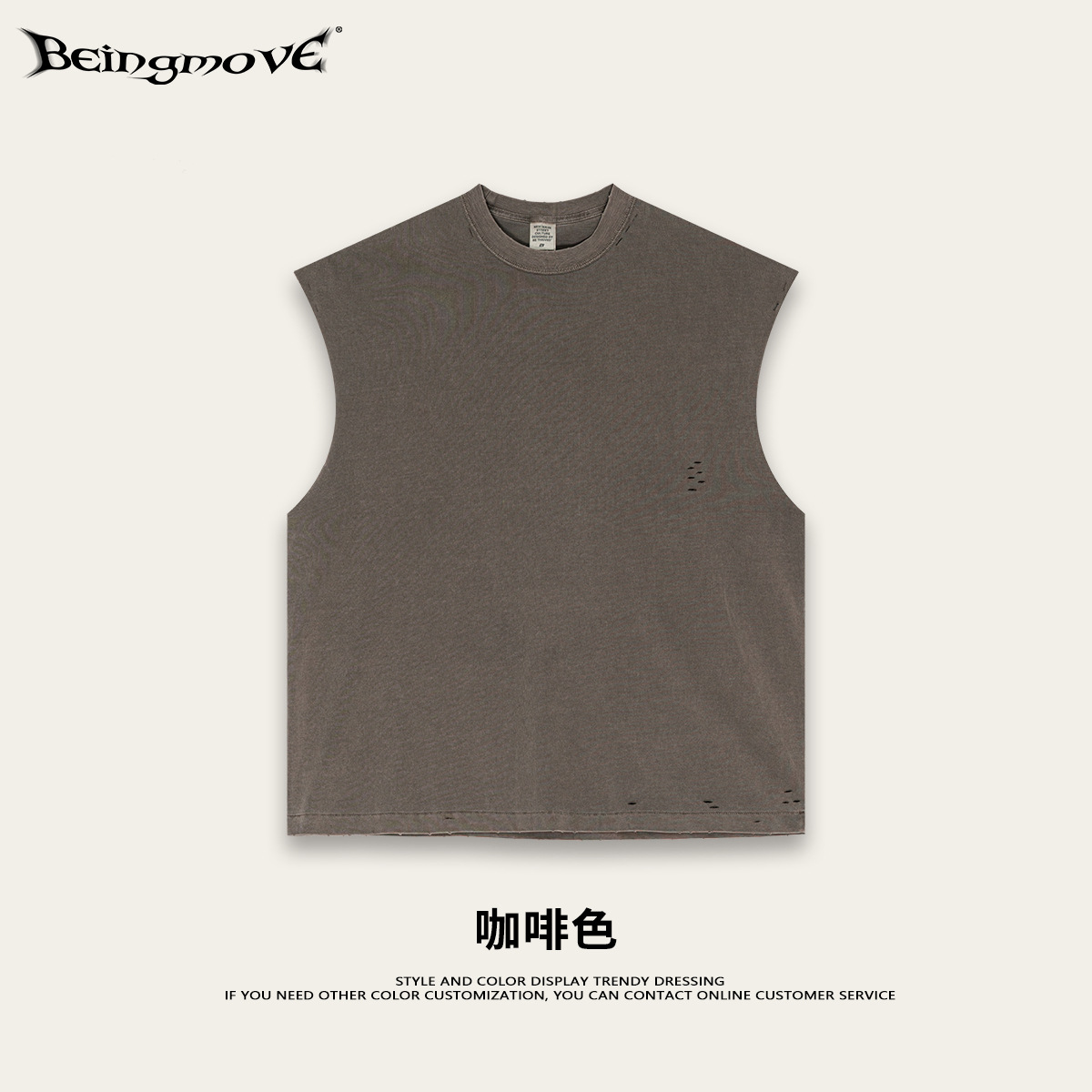 2025 verano marca de moda americana retro agujero camiseta sin mangas hombre pesado batítico chaleco de hombros de moda hombre