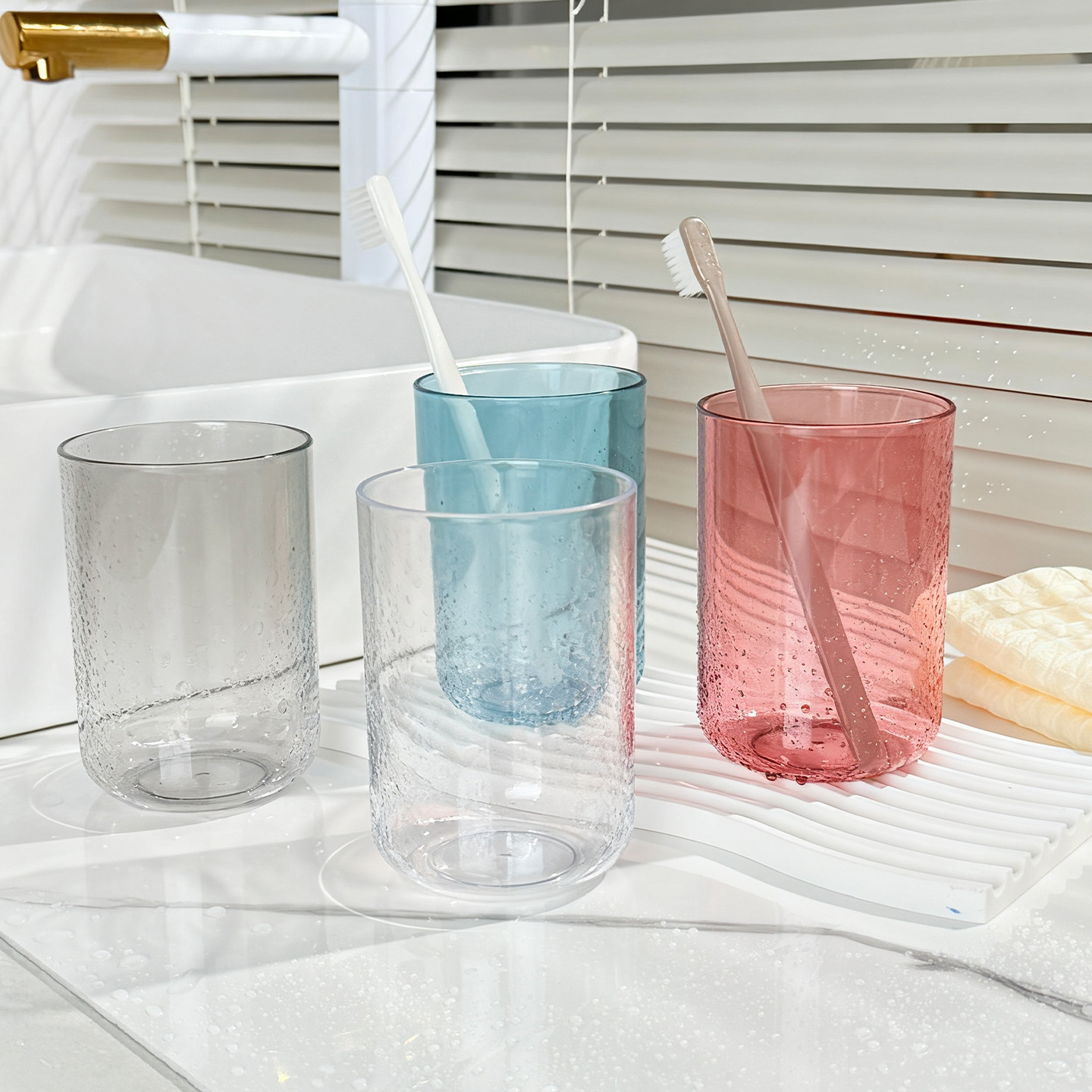 Vaso para Enjuague Bucal Transparente de Plástico PS Ecológico para Baño