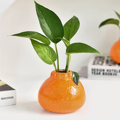 越境みかん花瓶陶磁器水培植物器客間事務置物創意ins風生け花小花瓶