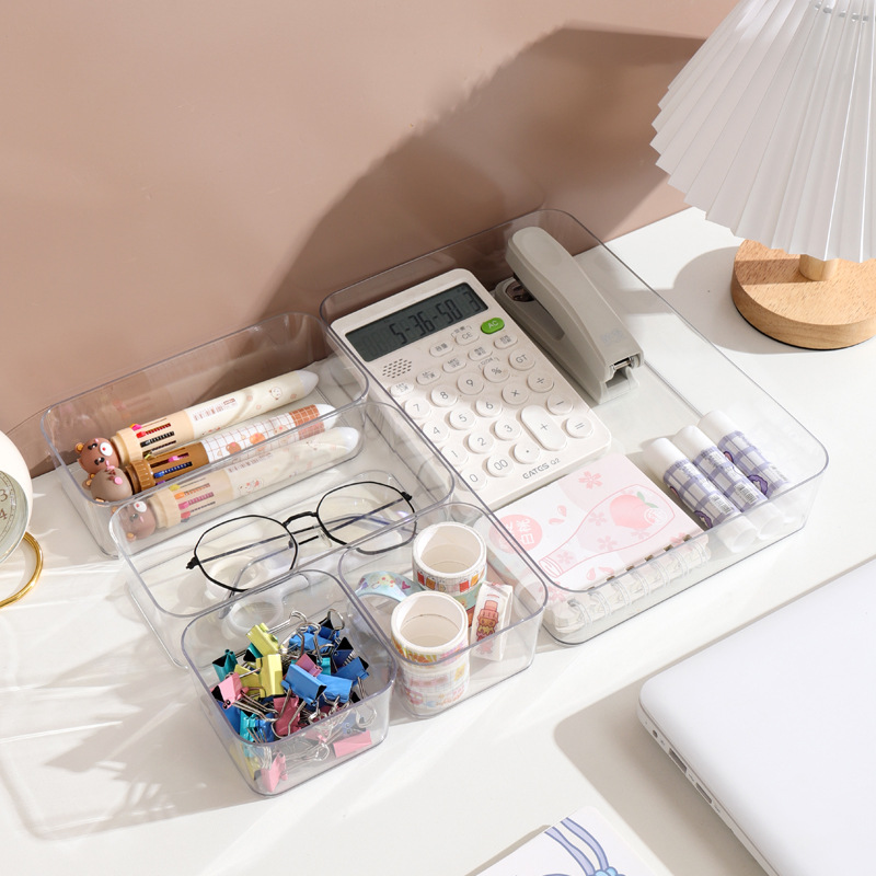 Caja de almacenamiento de cajones de escritorio para el hogar cosméticos lápiz labial snack transparente cuidado de la piel tocador caja de almacenamiento de artículos diversos